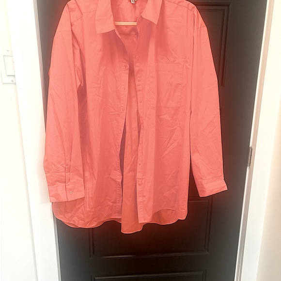 ❤️3/$30🩷Reitman’s XXL Buttoned-Down Poplin Shirt with Long Sleeves Orange - Picture 4 of 7